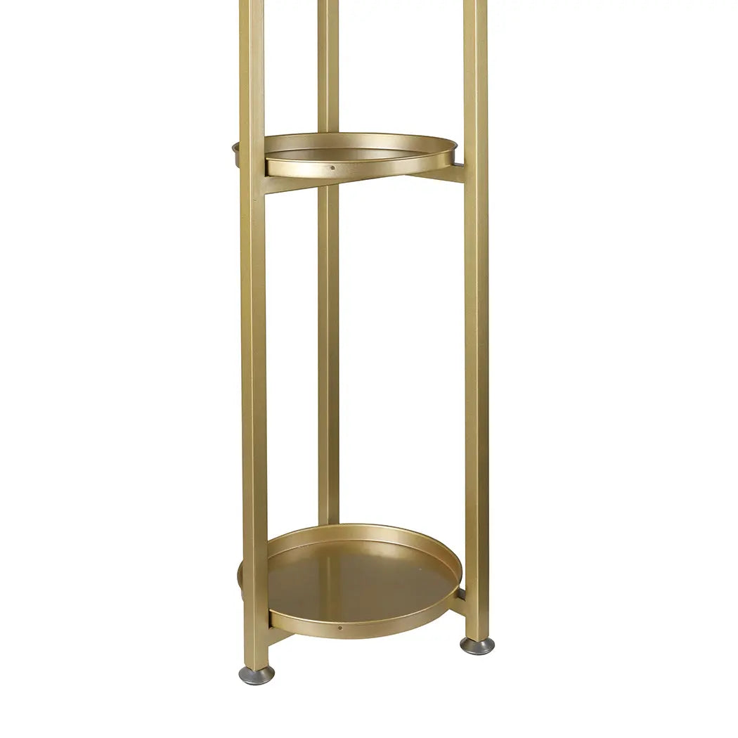 Levede Plant Stand featuring a gold finish, 5-tier design, and a triangular base, ideal for indoor and outdoor plant display.