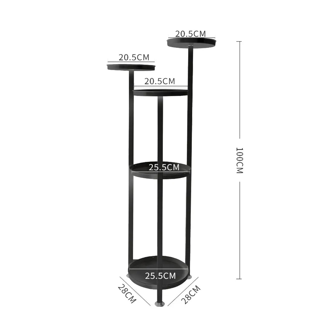 Levede Plant Stand featuring a 5-tier design in black, showcasing various flower pots in an elegant arrangement.