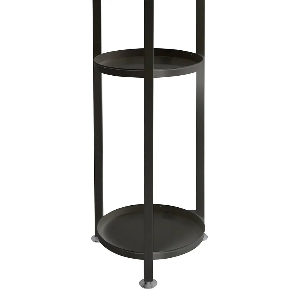 Levede Plant Stand featuring a 5-tier design in black, showcasing various flower pots in an elegant arrangement.