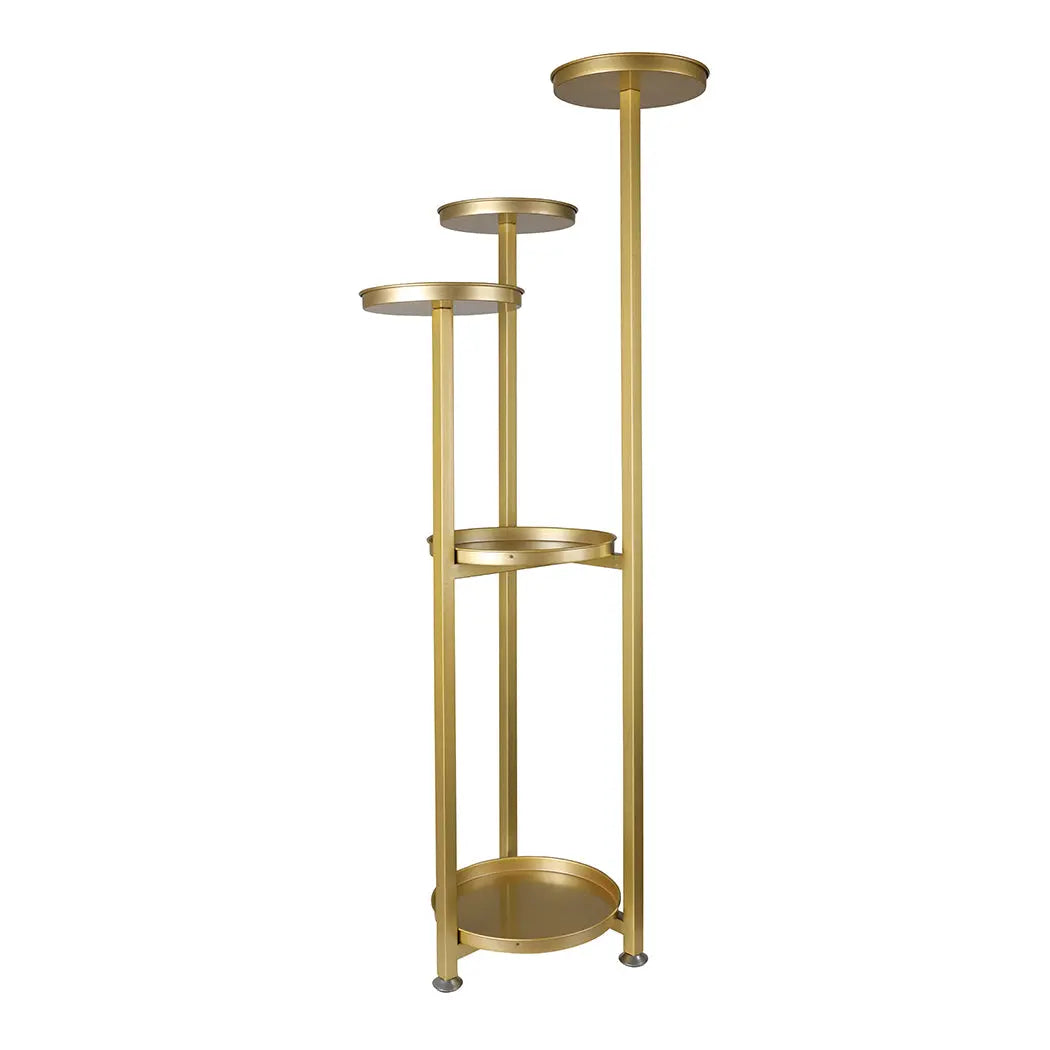 Levede Plant Stand featuring a gold finish, 5-tier design, and a triangular base, ideal for indoor and outdoor plant display.