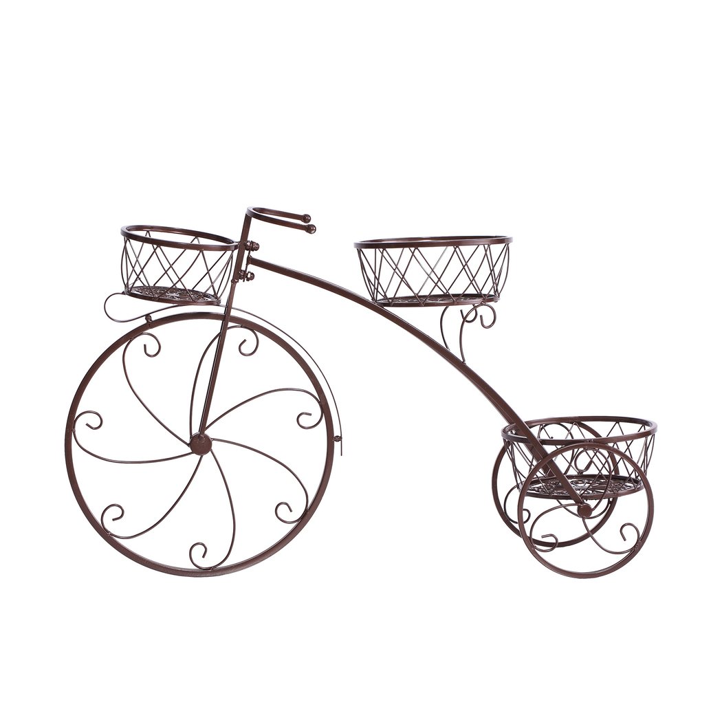 Levede Plant Stand featuring a durable steel frame with an elegant imitation rattan design, suitable for indoor and outdoor use.