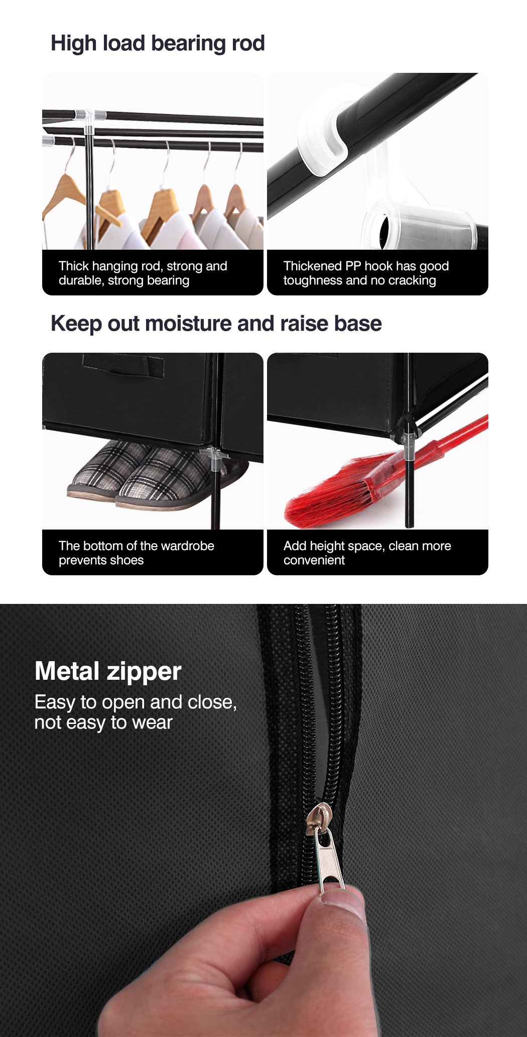 Levede Portable Wardrobe featuring 4 drawers and a stylish design, made from eco-friendly non-woven fabric and sturdy metal frame.