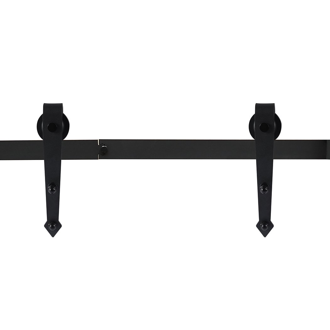 Levede Sliding Barn Door Hardware Track Roller Kit in matte black, showcasing smooth rollers and sturdy tracks for easy door operation.