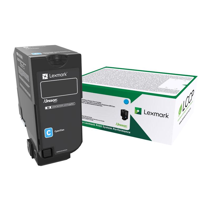 LEXMARK 74C60C0 Cyan Toner cartridge with vibrant cyan color, designed for Lexmark printers.