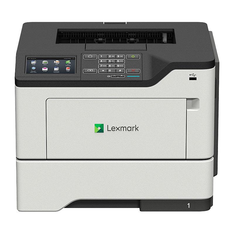 LEXMARK MS622DE Laser printer showcasing its compact design and user-friendly interface.