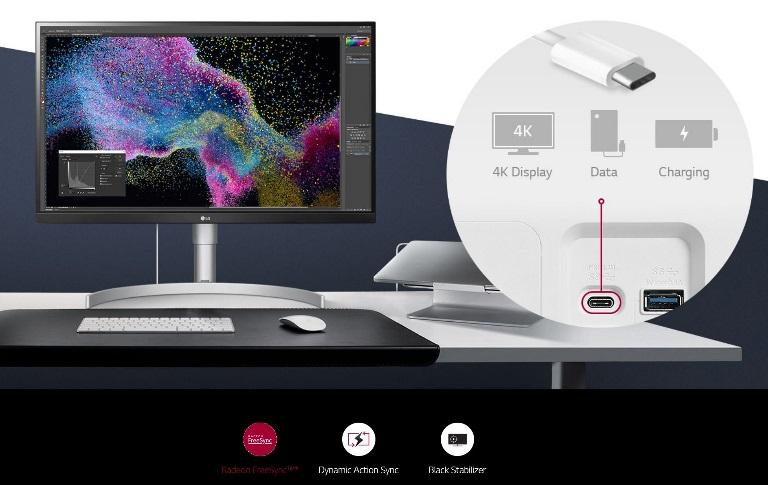 LG 27-inch IPS 4K monitor with HDR400 and FreeSync, featuring a sleek 3-side borderless design.