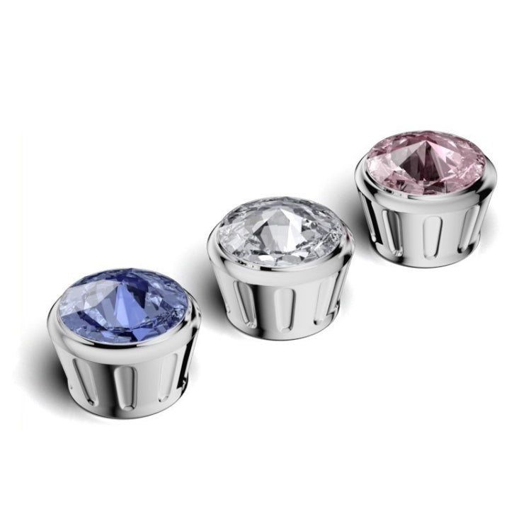 Blue rhinestone licence plate frame with anti-theft fixing nut cover, showcasing a stylish design and durable materials.