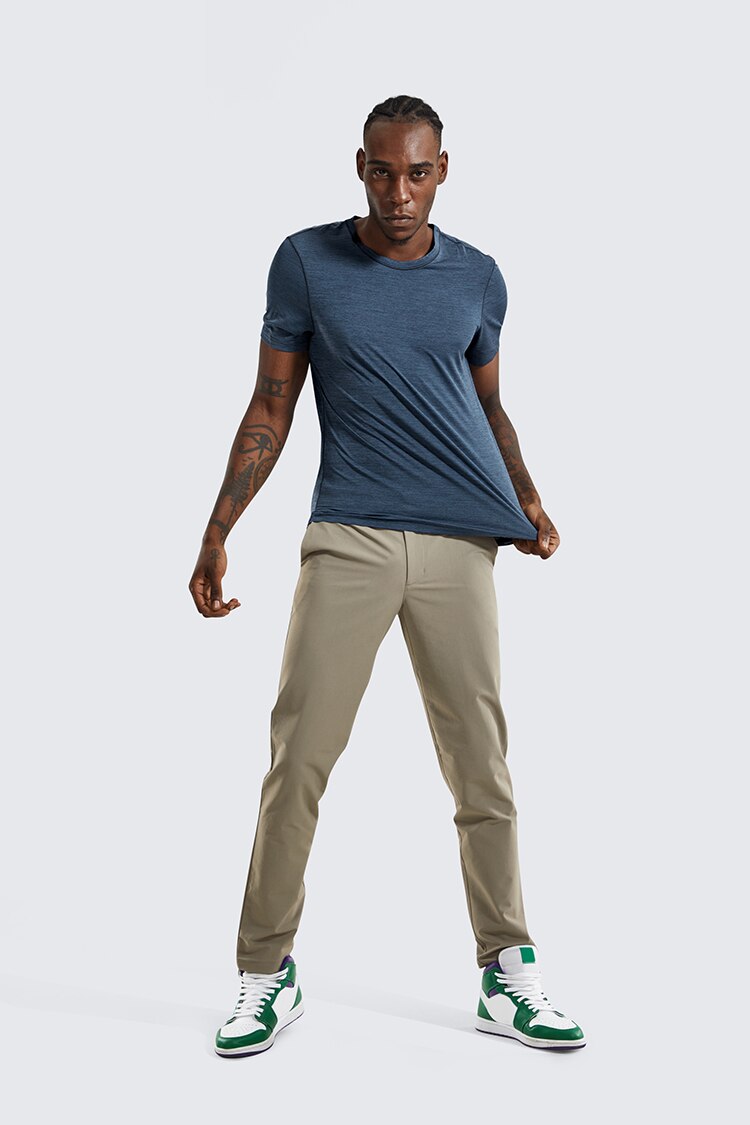 Lightweight Pima cotton workout shirt for men, showcasing its quick-dry fabric and comfortable fit, ideal for athletic activities.