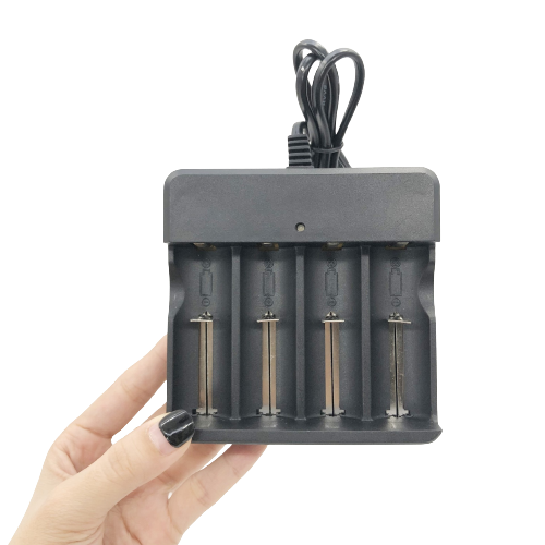 Li-ion Lithium Smart Charger with 2, 4, and 6 slots for 16340, 14500, and 26650 batteries, featuring LED indicators and safety protections.