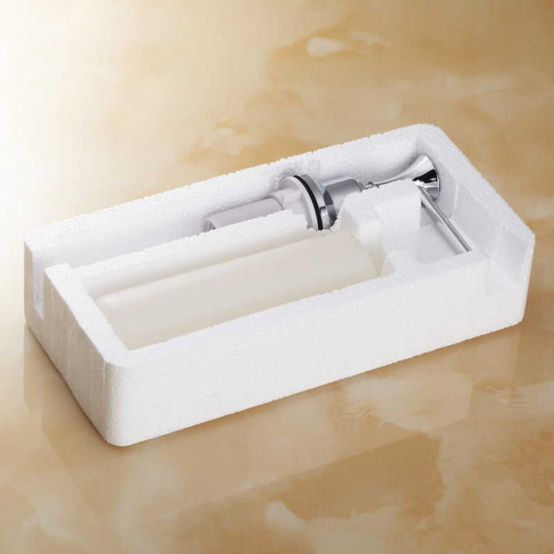 250ML brushed nickel liquid soap dispenser with pump, perfect for kitchen use.