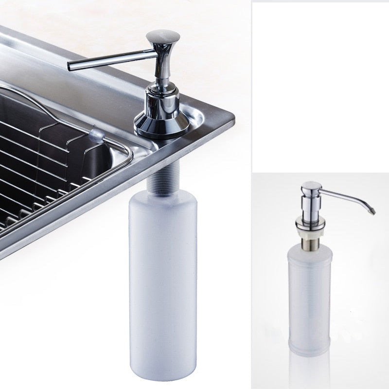 250ML brushed nickel liquid soap dispenser with pump, perfect for kitchen use.