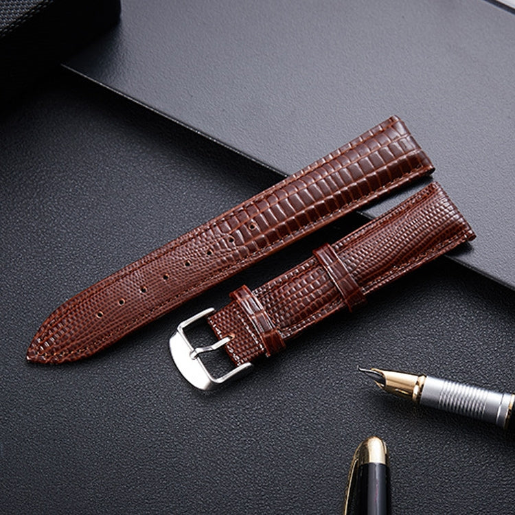 Lizard Texture Leather Strap Watch Band in Coffee color, 24mm size, showcasing its unique texture and quality craftsmanship.