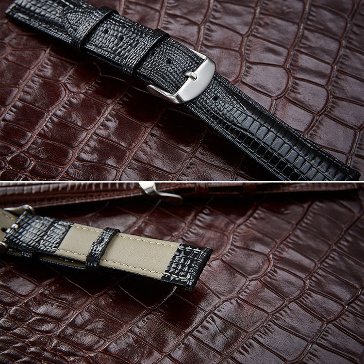Lizard Texture Leather Strap Watch Band in Coffee color, 24mm size, showcasing its unique texture and quality craftsmanship.