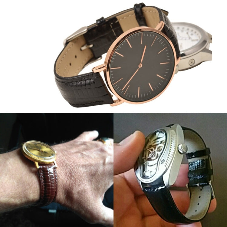 Lizard Texture Leather Strap Watch Band in Coffee color, 24mm size, showcasing its unique texture and quality craftsmanship.