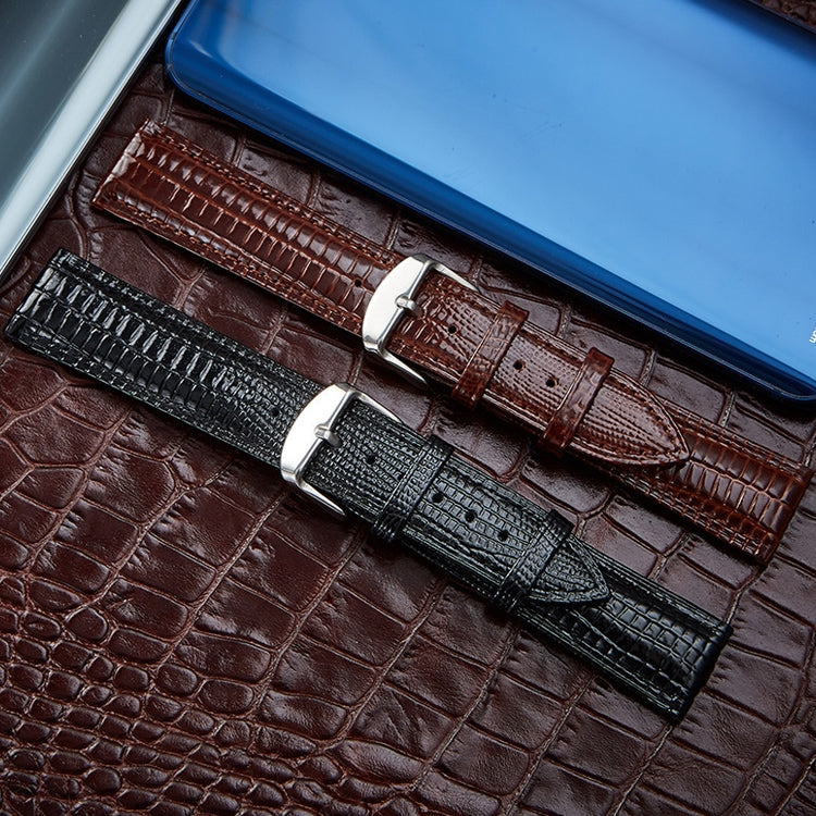 Lizard Texture Leather Strap Watch Band in Coffee color, 24mm size, showcasing its unique texture and quality craftsmanship.