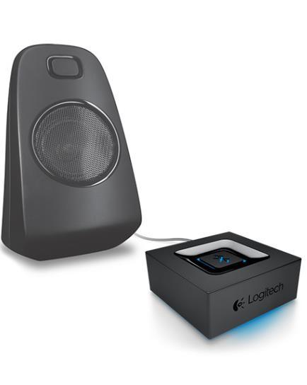 Logitech Bluetooth Audio Adapter showcasing its sleek design and connectivity options for streaming music.