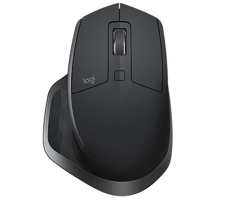 Logitech MX Master 2S Graphite Wireless Bluetooth Mouse with ergonomic design and customizable buttons, showcasing its sleek graphite finish.