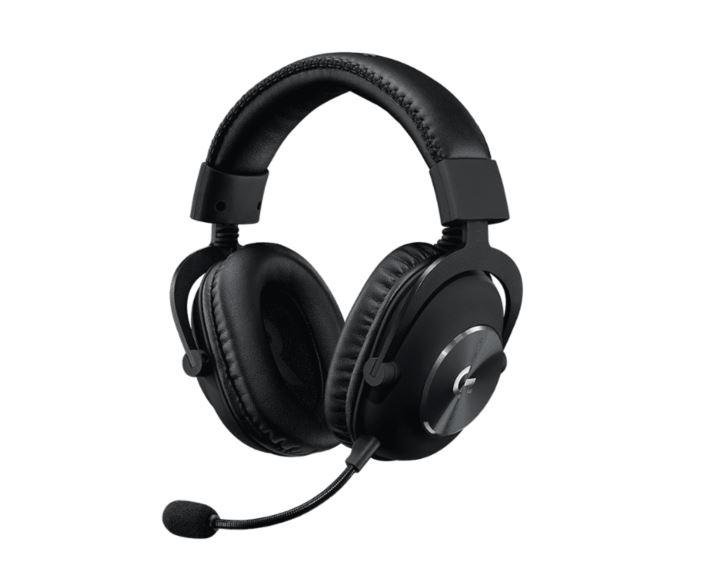 Logitech PRO X Gaming Headset showcasing sleek design and Blue Voice Technology features.