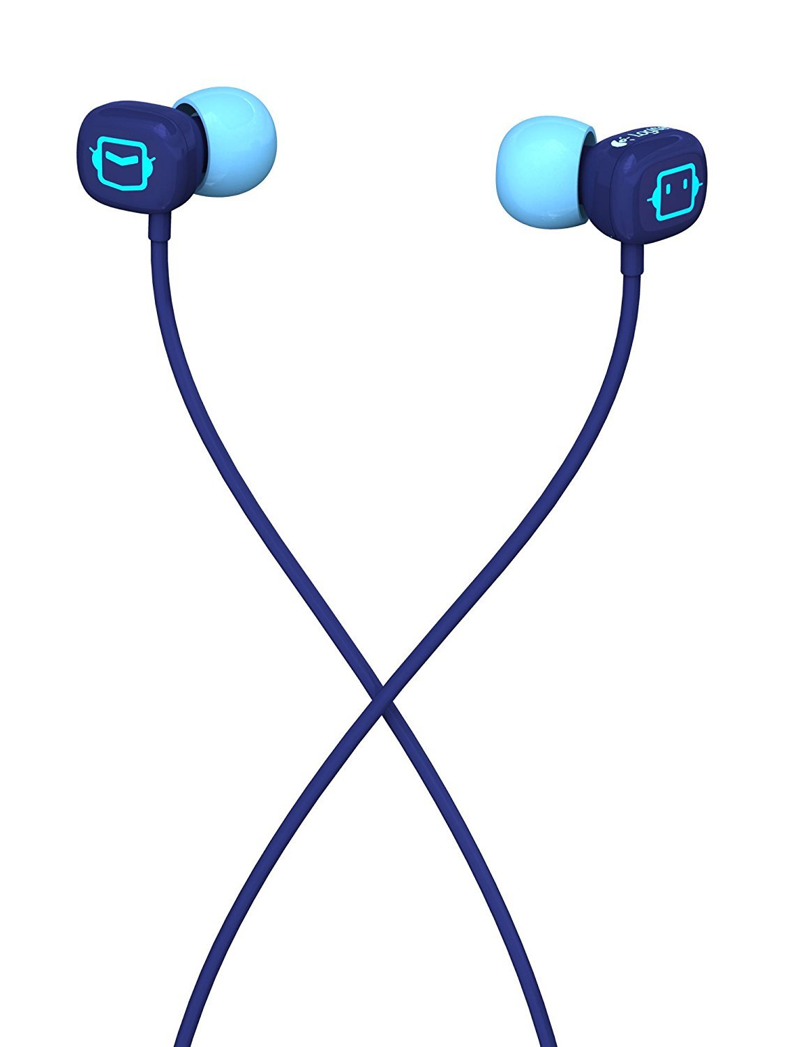 Logitech UE100 Noise-Isolation Hipster Earphones with silicone ear cushions in various sizes, showcasing their sleek design and 3.5mm stereo jack.