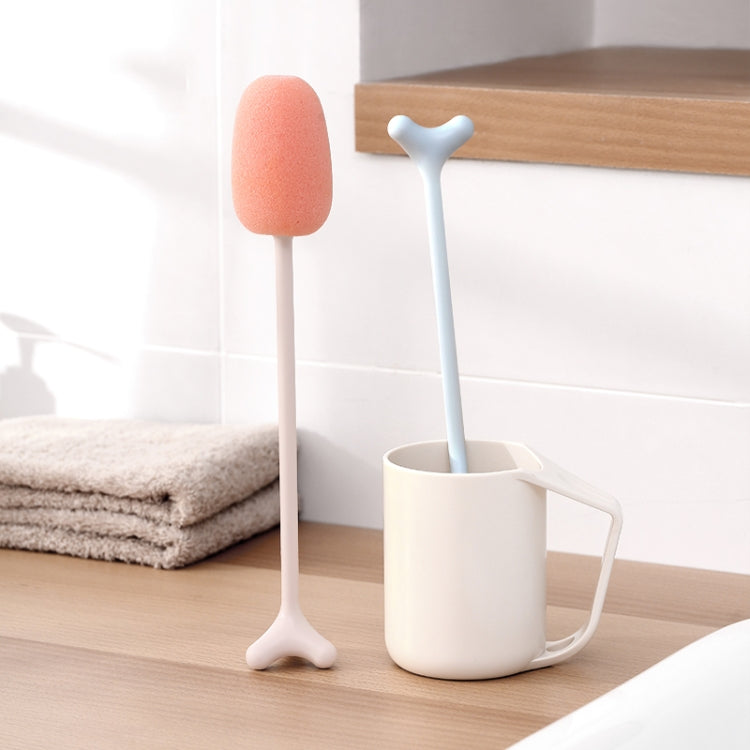 Long Handle Vertical Cup Brush for cleaning baby bottles, featuring a durable sponge head and a stable triangle bracket.