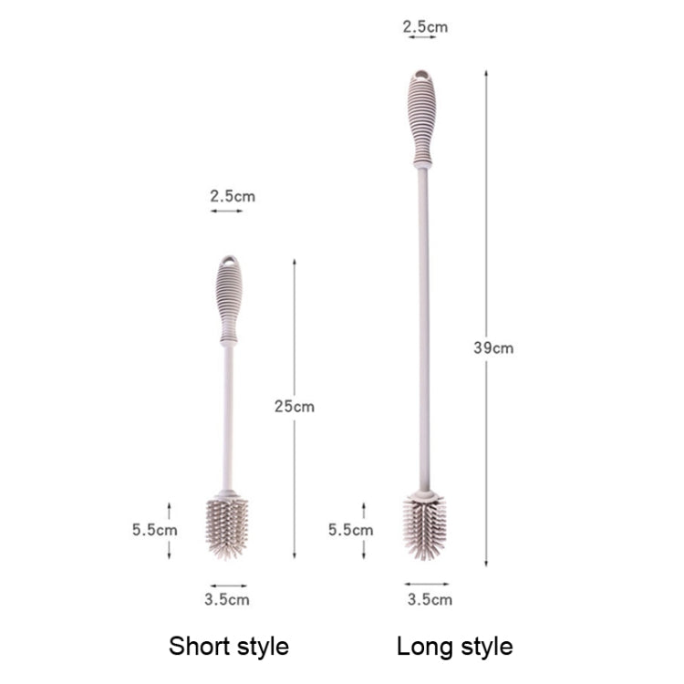 Long Household Silicone Bottle Glass Brush with soft bristles and ergonomic handle, ideal for cleaning bottles and thermoses.