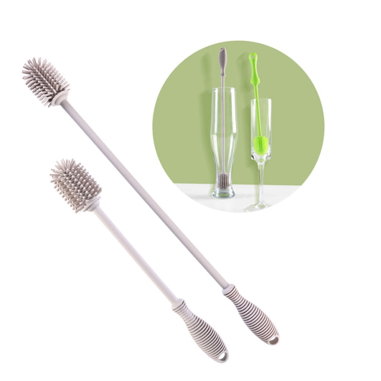 Long Household Silicone Bottle Glass Brush with soft bristles and ergonomic handle, ideal for cleaning bottles and thermoses.