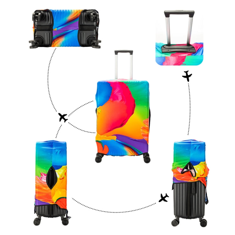 Luggage Protective Cover in vibrant colors, showcasing its stretch fabric and hook and loop fastener design, ideal for travel protection.