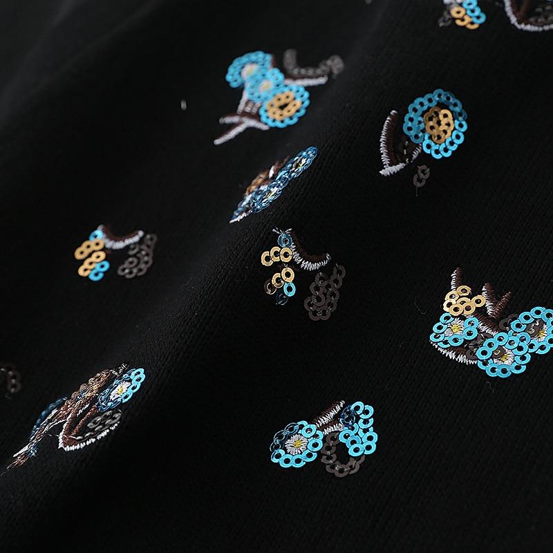 Luxury Brand Designer Autumn Sequin Embroidery Knitted Cardigan featuring a vintage V-neck and long sleeves, adorned with elegant sequins.