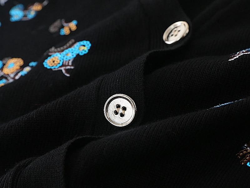 Luxury Brand Designer Autumn Sequin Embroidery Knitted Cardigan featuring a vintage V-neck and long sleeves, adorned with elegant sequins.