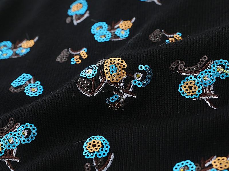 Luxury Brand Designer Autumn Sequin Embroidery Knitted Cardigan featuring a vintage V-neck and long sleeves, adorned with elegant sequins.