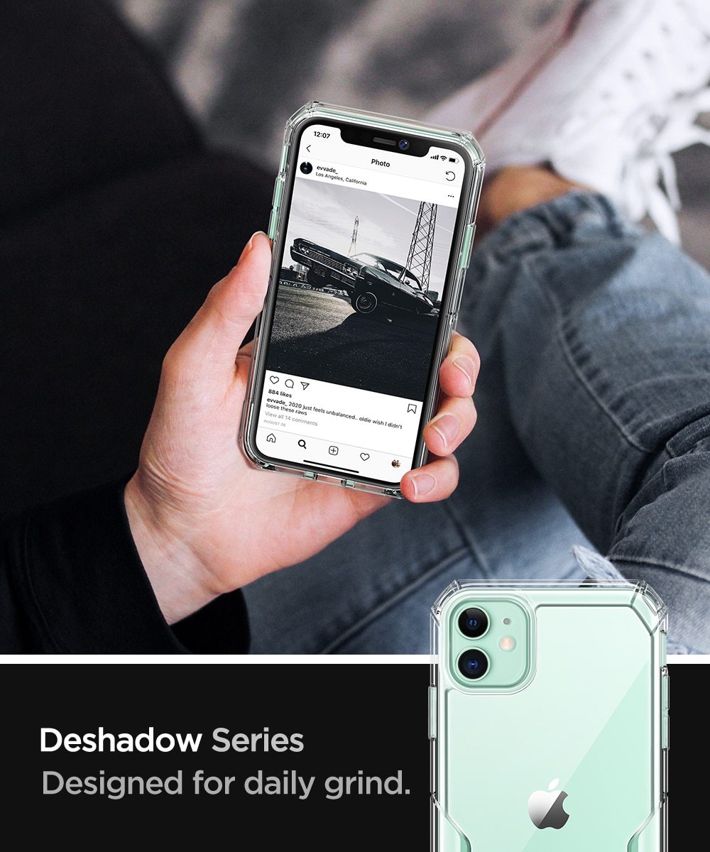Luxury transparent TPU phone case for iPhone 11, showcasing its sleek design and shockproof features.