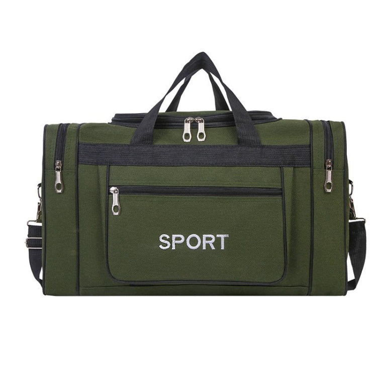LXZ173 Large Capacity Shoulder Portable Travel Storage Bag in Green, showcasing its spacious design and durable oxford cloth material.