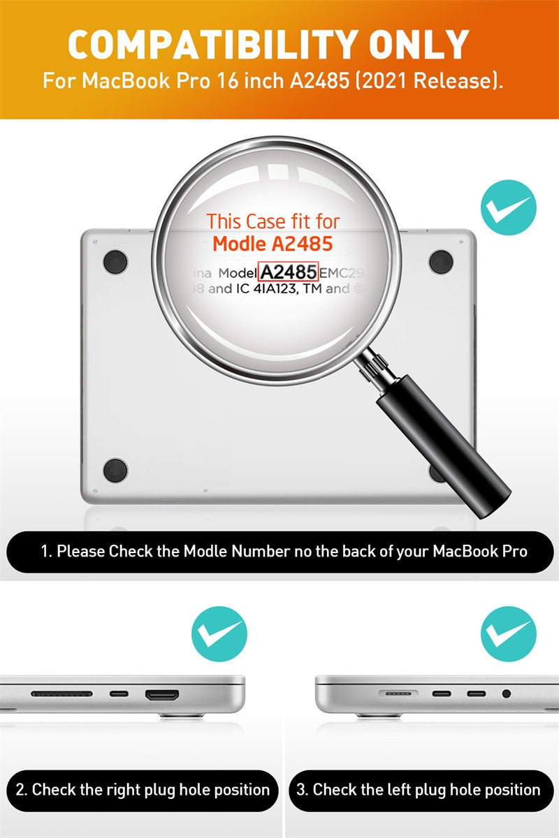 Clear protective case for MacBook Pro 16 inch (2021) M1 Pro and M1 Max, showcasing a slim design with a TPU bumper.