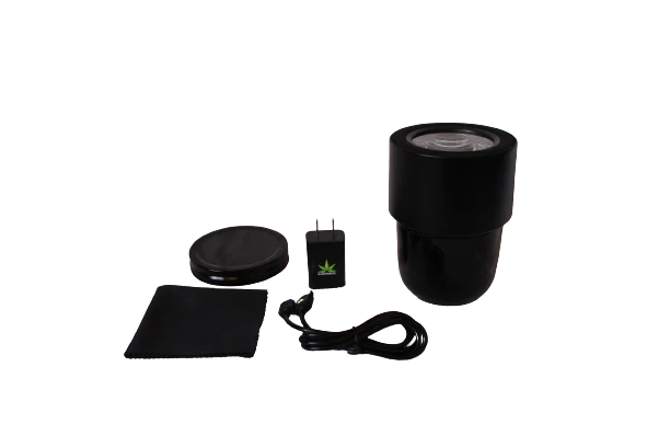 MasonBrite Magnified Light Jar Display Stash Kit v3.0 with LED lid and airtight screw-on lid, showcasing cannabis storage.