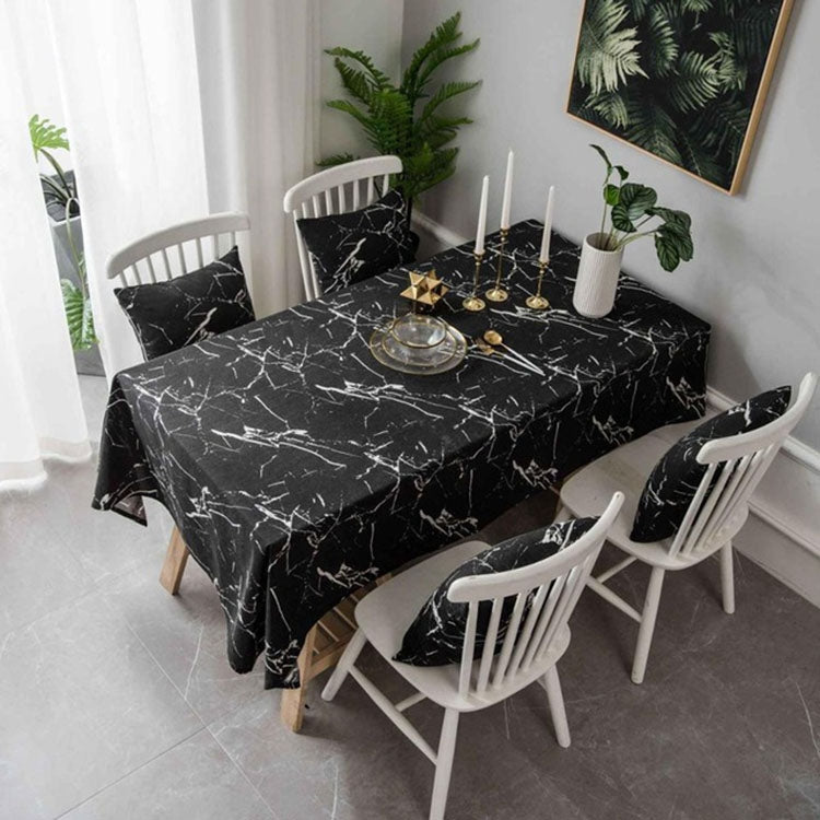 Elegant Marble Pattern Minimalist Tablecloth made of cotton and linen, perfect for dining tables at various events.