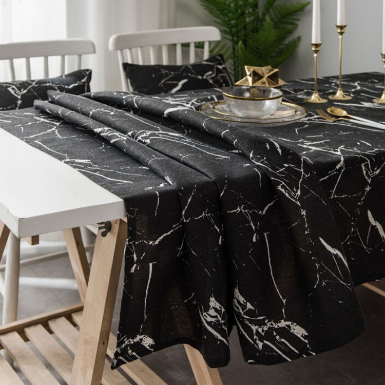 Elegant Marble Pattern Minimalist Tablecloth made of cotton and linen, perfect for dining tables at various events.