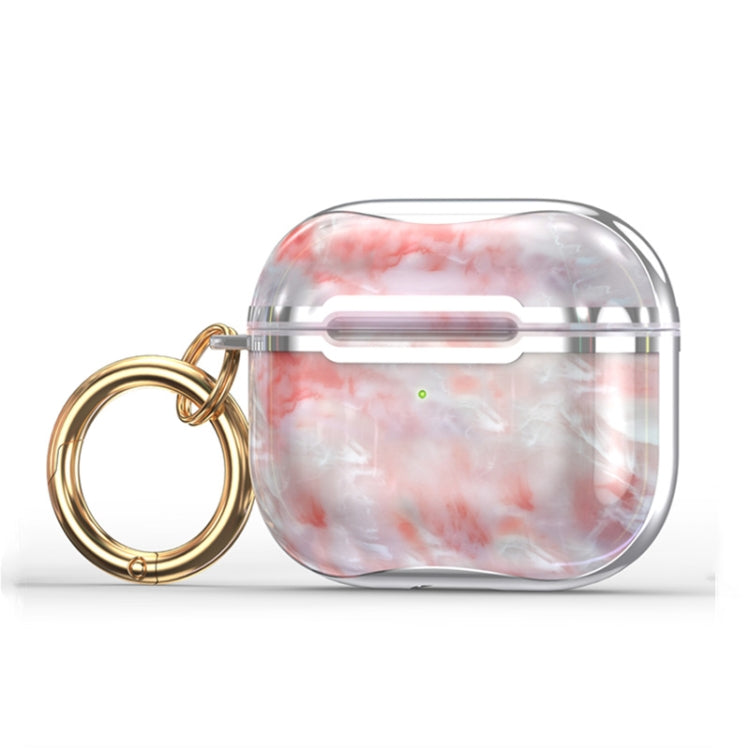 Marble texture electroplating frame earphone protective case with hook, designed for Apple AirPods 3, showcasing its stylish and durable design.
