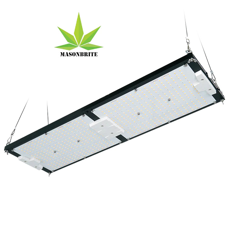 MasonBrite StealthGrow 240W Full Spectrum LED grow light designed for 4x2 grow tents, featuring a waterproof design and Samsung technology.