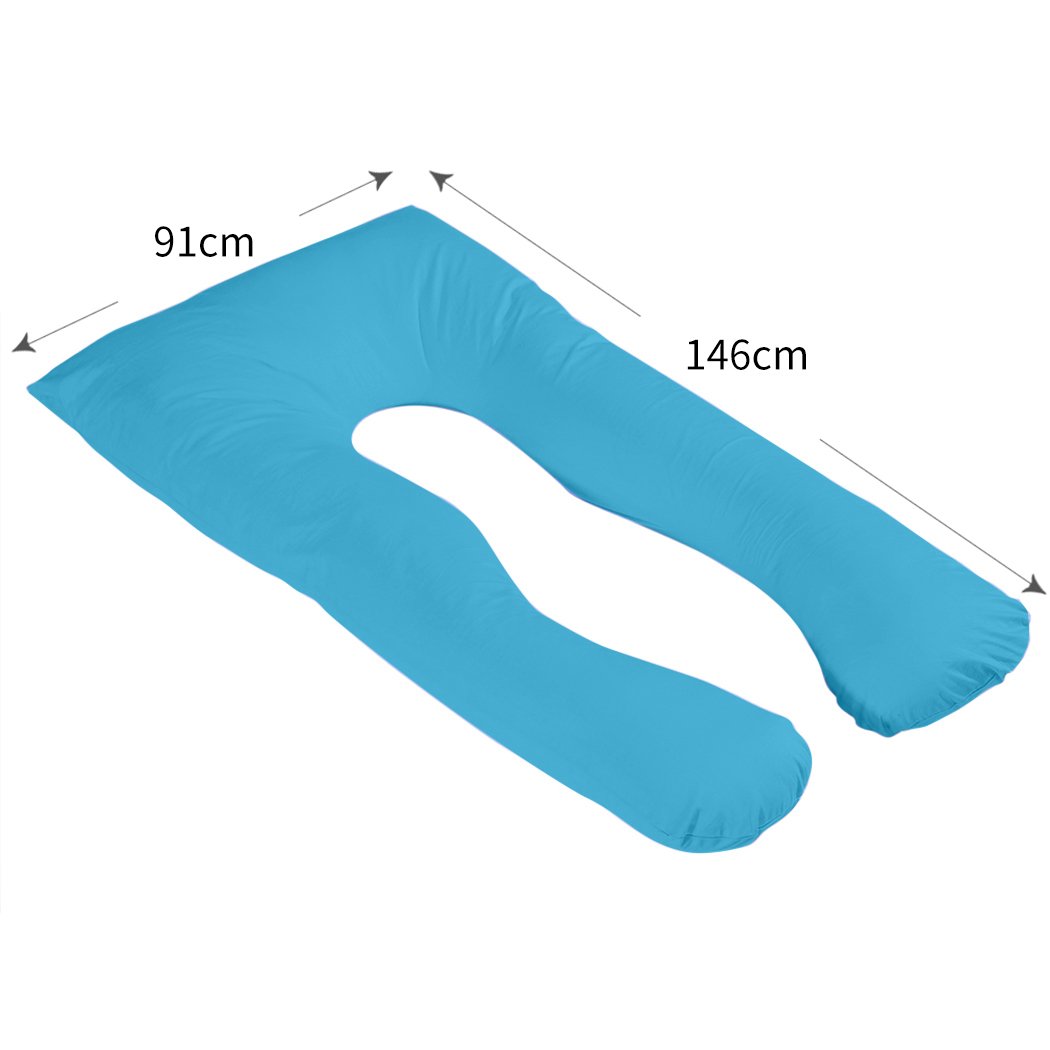 DreamZ U-Shape Maternity Pillow in teal, designed for comfort during pregnancy and nursing, featuring a soft cotton cover and adjustable filling.