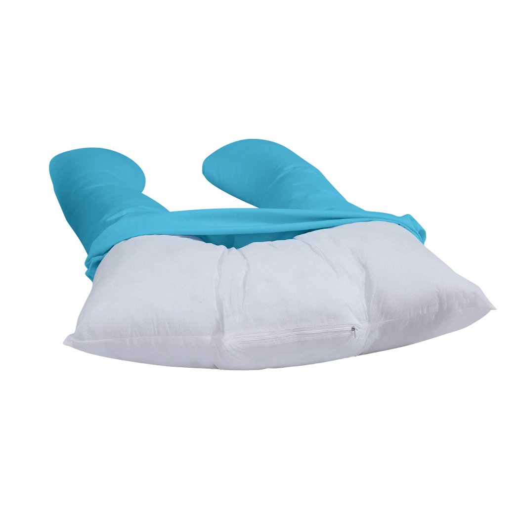 DreamZ U-Shape Maternity Pillow in teal, designed for comfort during pregnancy and nursing, featuring a soft cotton cover and adjustable filling.