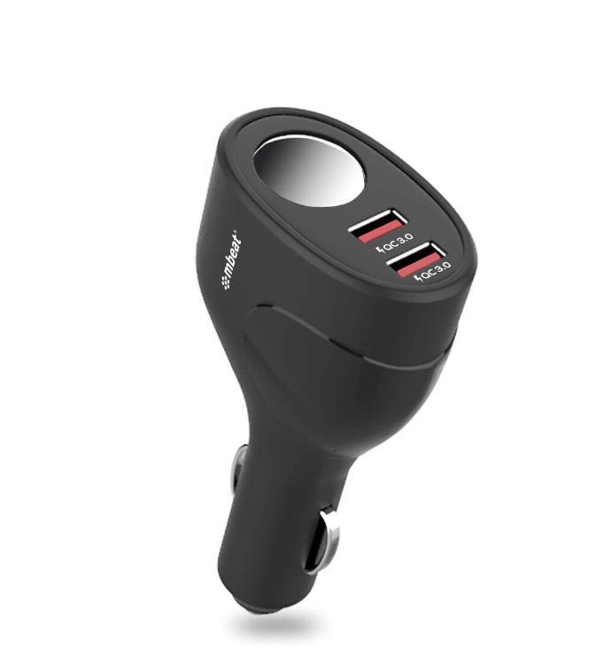 mbeat® Gorilla Power Dual Port QC3.0 Car Charger with two USB ports and compact design, ideal for fast charging devices in vehicles.