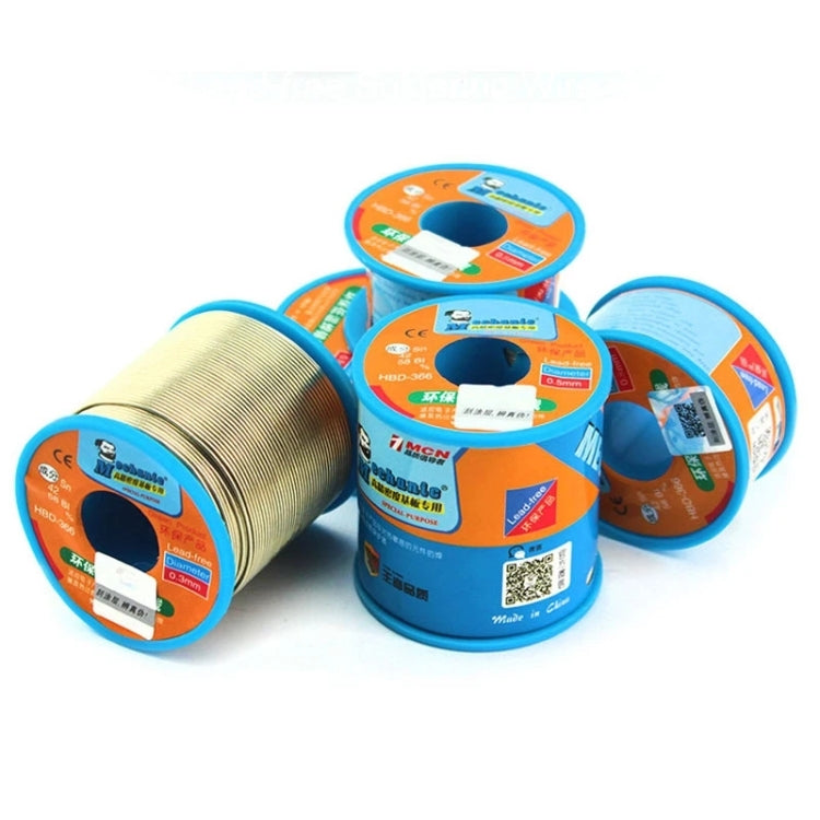 Mechanic HBD-366 40g Tin Solder Wire in a compact tin, showcasing its lead-free rosin core and low melting point for efficient soldering.