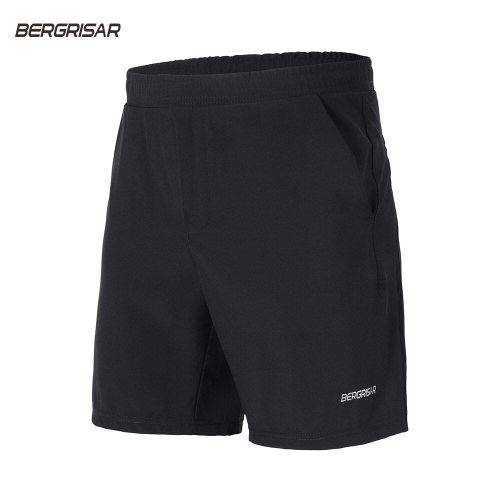 Men's 7 Inch Running Shorts in blue, gray, and black, featuring a 2-in-1 design and a pocket for essentials.