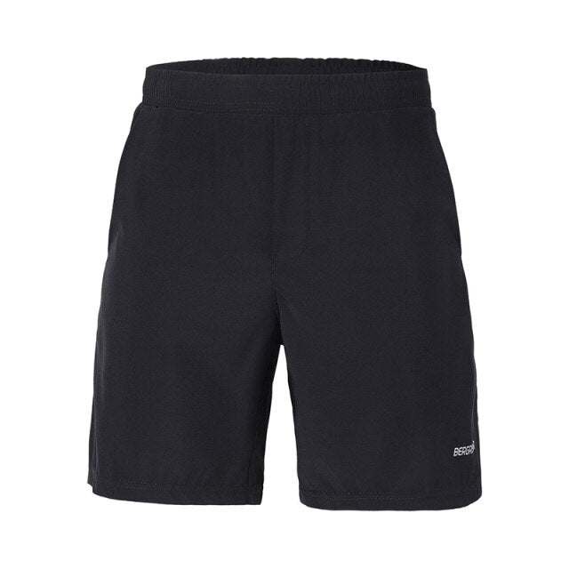 Men's 7 Inch Running Shorts in blue, gray, and black, featuring a 2-in-1 design and a pocket for essentials.