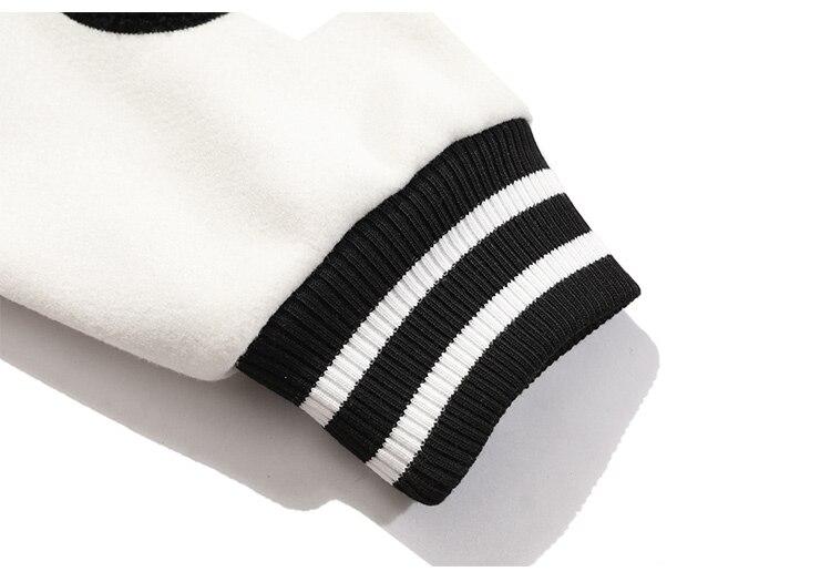 Men's bomber jacket featuring hamburger patch and letter embroidery, designed for autumn wear with a loose fit and hip hop style.