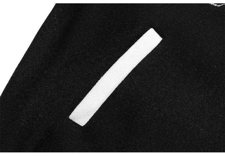 Men's bomber jacket featuring hamburger patch and letter embroidery, designed for autumn wear with a loose fit and hip hop style.