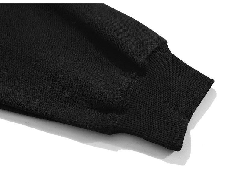 Men's hooded sweatshirt featuring colorful letter patches and diamond accents, with a large front pocket, perfect for casual streetwear.