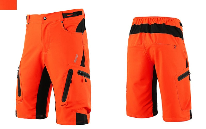 Men's outdoor sports cycling shorts designed for MTB and downhill biking, featuring water-resistant fabric and reflective elements for safety.