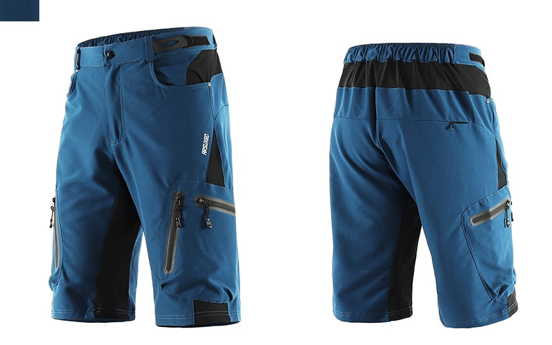 Men's outdoor sports cycling shorts designed for MTB and downhill biking, featuring water-resistant fabric and reflective elements for safety.