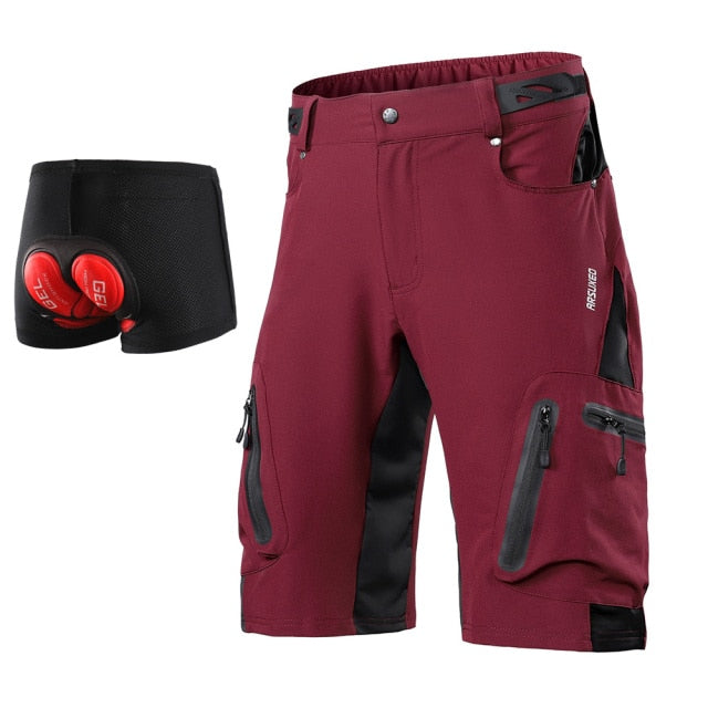 Men's outdoor sports cycling shorts designed for MTB and downhill biking, featuring water-resistant fabric and reflective elements for safety.
